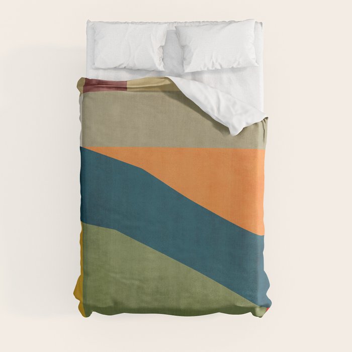 Modern Fall Abstract Artwork Green Orange Yellow Art Duvet Cover Gallery Image 3