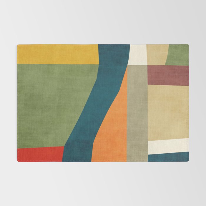 Modern Fall Abstract Artwork Green Orange Yellow Art Rug Gallery Image 2