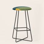Modern Fall Abstract Artwork Green Orange Yellow Art Stool Gallery Image 1