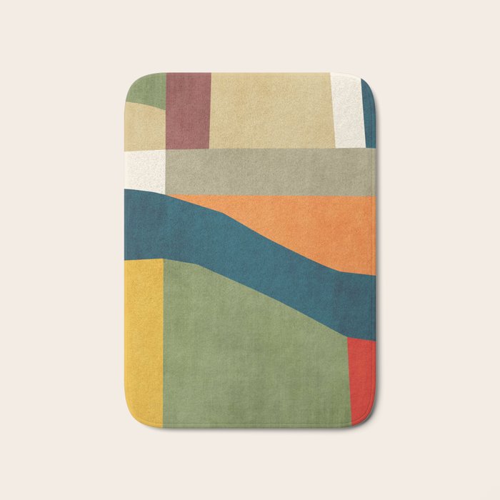 Modern Fall Abstract Artwork Green Orange Yellow Art Bath Mat Gallery Image 1