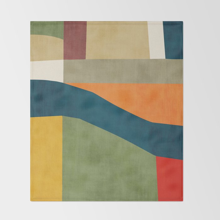 Modern Fall Abstract Artwork Green Orange Yellow Art Throw Blanket Gallery Image 2