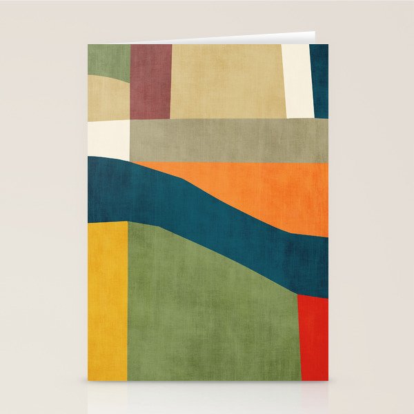 Modern Fall Abstract Artwork Green Orange Yellow Art Stationery Card Gallery Image 1