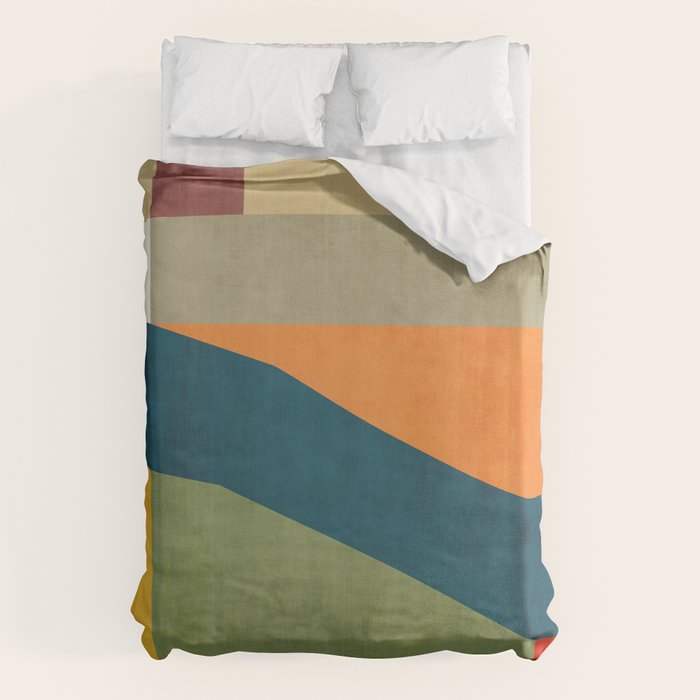 Modern Fall Abstract Artwork Green Orange Yellow Art Duvet Cover Gallery Image 6