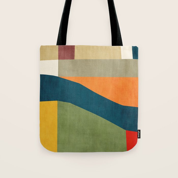 Modern Fall Abstract Artwork Green Orange Yellow Art Tote Bag Gallery Image 1