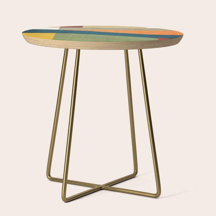 Modern Fall Abstract Artwork Green Orange Yellow Art Side Table Gallery Image 1