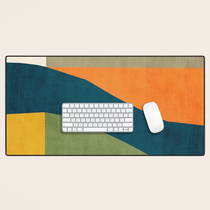Modern Fall Abstract Artwork Green Orange Yellow Art Desk Mat Gallery Image 1