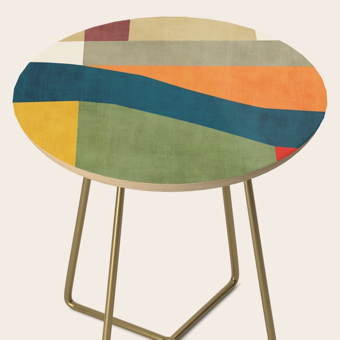 Modern Fall Abstract Artwork Green Orange Yellow Art Side Table Gallery Image 2