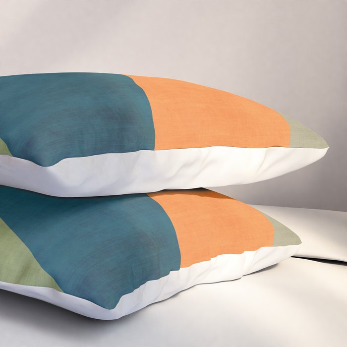 Modern Fall Abstract Artwork Green Orange Yellow Art Pillow Sham Gallery Image 3