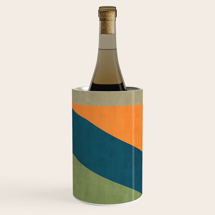 Modern Fall Abstract Artwork Green Orange Yellow Art Wine Chiller Gallery Image 1