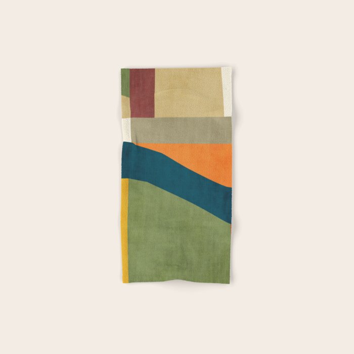 Modern Fall Abstract Artwork Green Orange Yellow Art Bath Towel Gallery Image 1