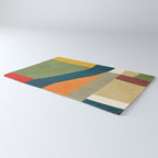 Modern Fall Abstract Artwork Green Orange Yellow Art Rug Gallery Image 3