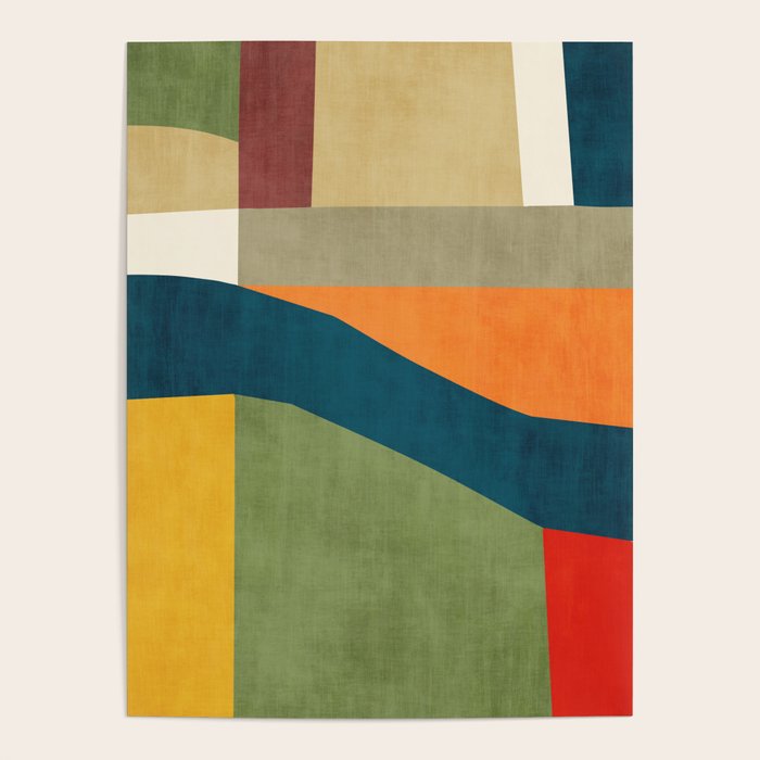 Modern Fall Abstract Artwork Green Orange Yellow Art Poster Gallery Image 1
