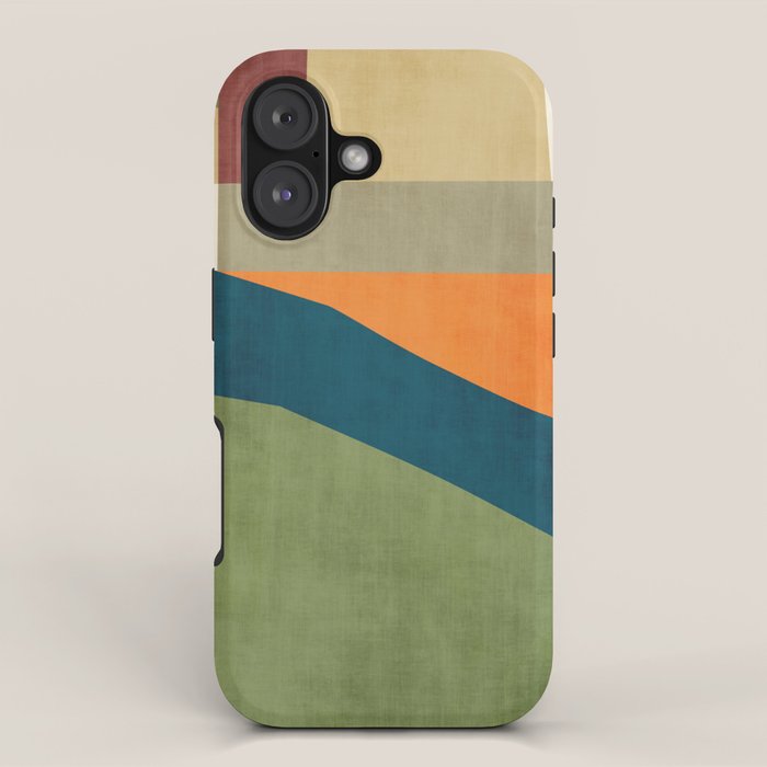 Modern Fall Abstract Artwork Green Orange Yellow Art iPhone Case Gallery Image 1