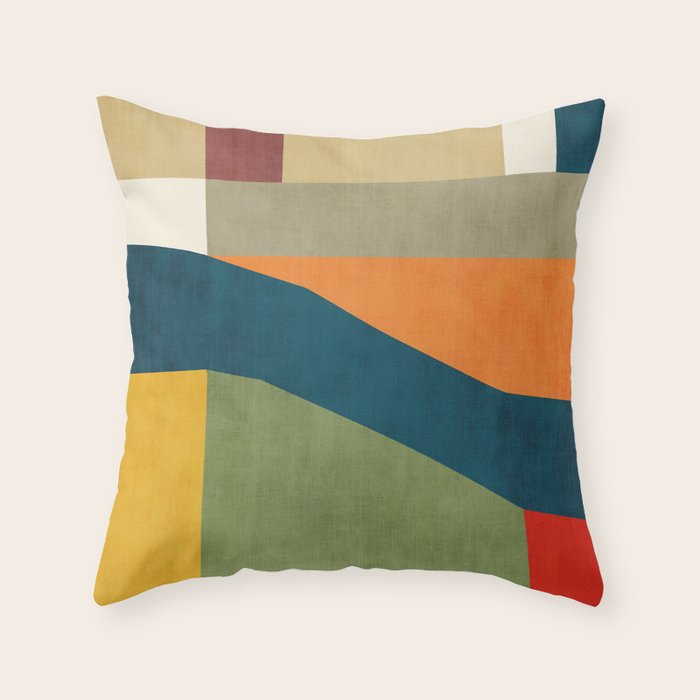 Modern Fall Abstract Artwork Green Orange Yellow Art Throw Pillow Gallery Image 6