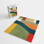 Modern Fall Abstract Artwork Green Orange Yellow Art Jigsaw Puzzle Gallery Image 2