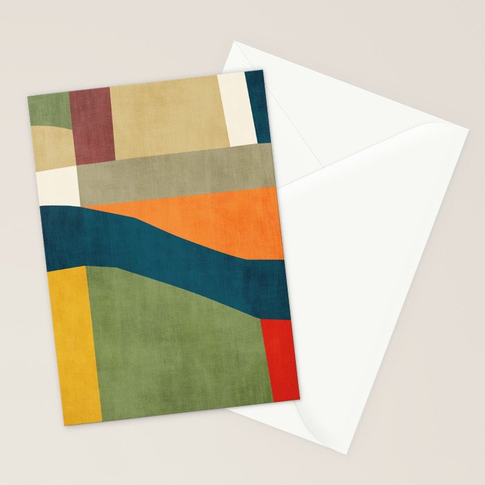 Modern Fall Abstract Artwork Green Orange Yellow Art Stationery Card Gallery Image 2