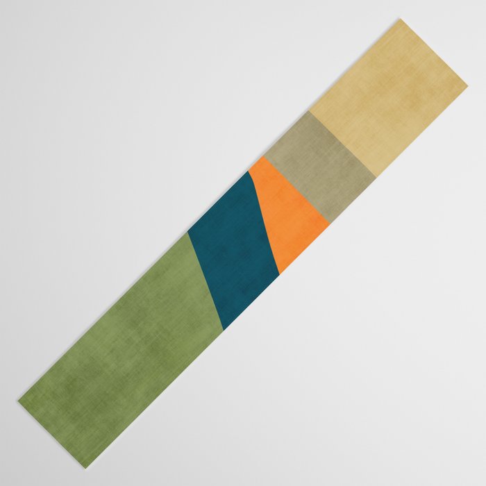 Modern Fall Abstract Artwork Green Orange Yellow Art Table Runner Gallery Image 3
