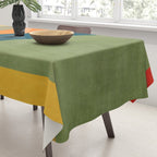 Modern Fall Abstract Artwork Green Orange Yellow Art Tablecloth Gallery Image 3