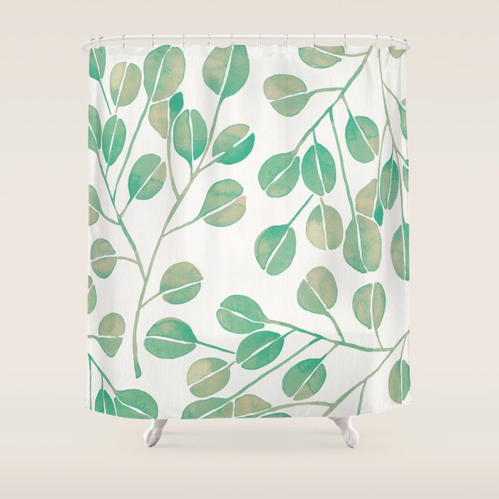 Silver Dollar Eucalyptus - Mint Palette Shower Curtain Gallery Image 1