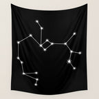 Sagittarius Zodiac Star Constellation Line Art Black Wall Tapestry Gallery Image 4