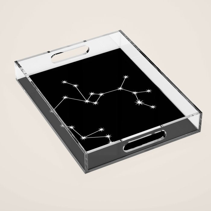 Sagittarius Zodiac Star Constellation Line Art Black Acrylic Tray Gallery Image 1