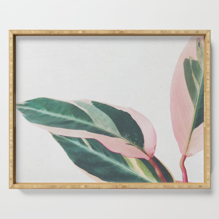 Pink Leaves II Serving Tray Gallery Image 1