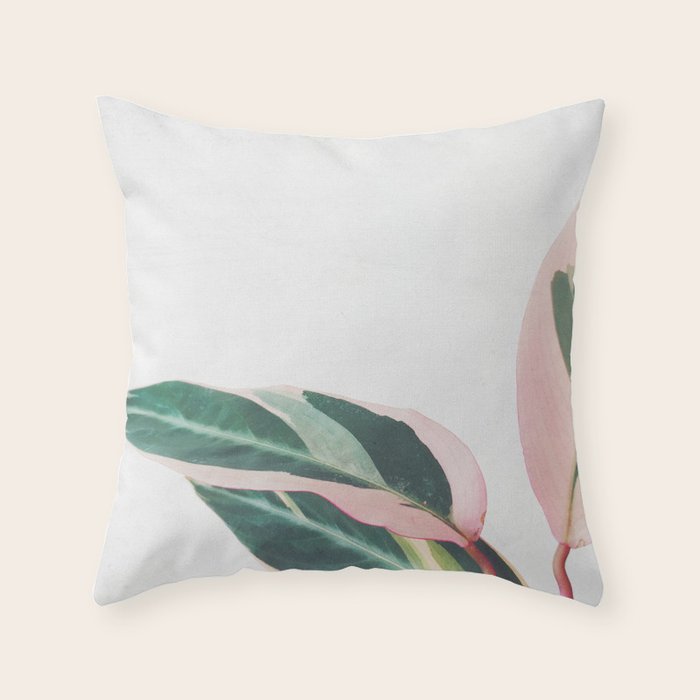 Pink Leaves II Throw Pillow Gallery Image 1