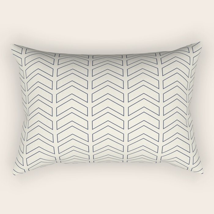 Navy Blue and White Chevron Geometric Pattern Rectangular Pillow Gallery Image 1