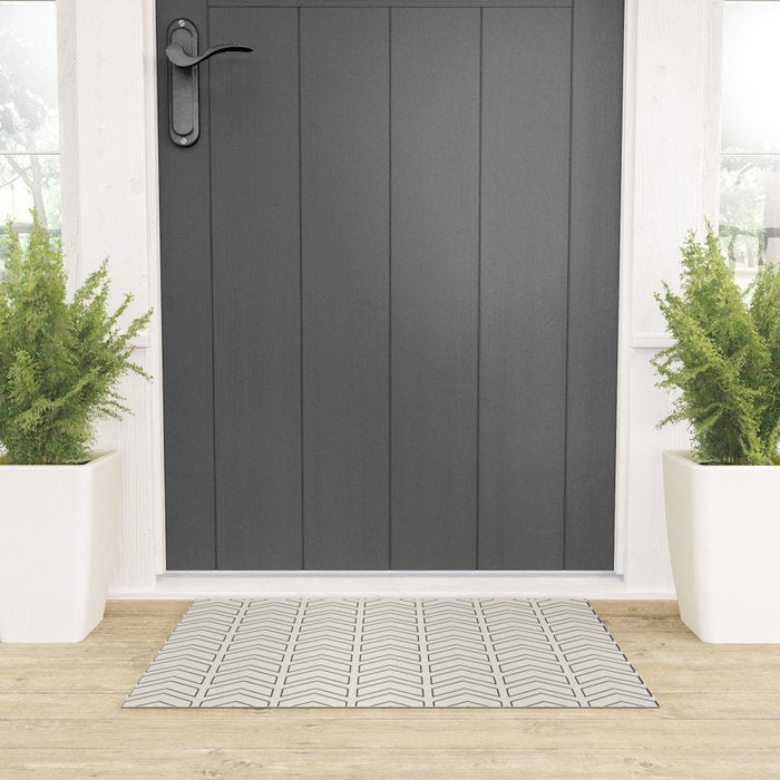 Navy Blue and White Chevron Geometric Pattern Welcome Mat Gallery Image 3