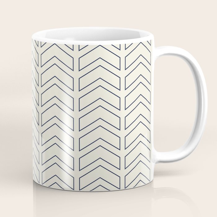 Navy Blue and White Chevron Geometric Pattern Coffee Mug Gallery Image 1