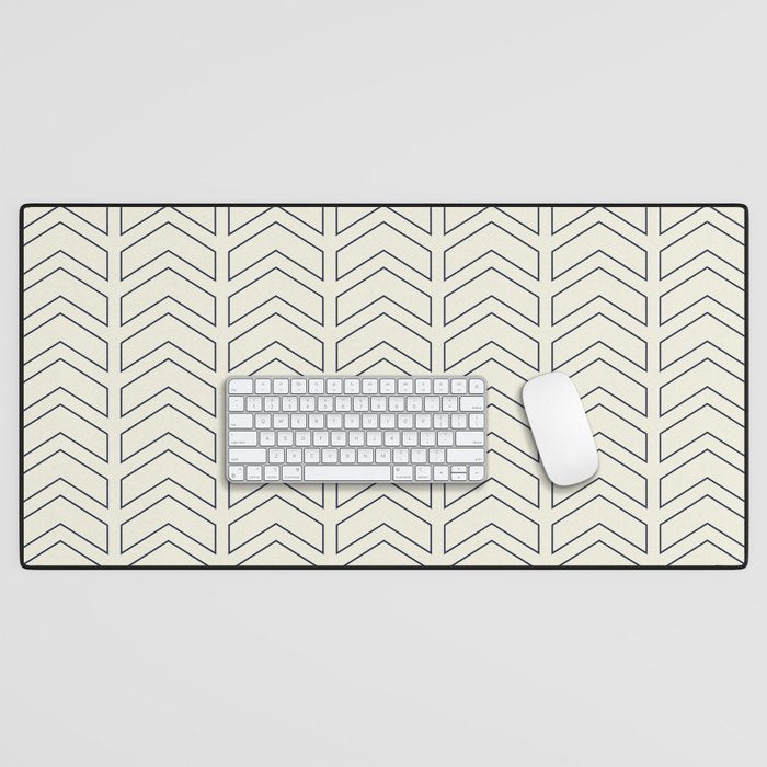 Navy Blue and White Chevron Geometric Pattern Desk Mat Gallery Image 1