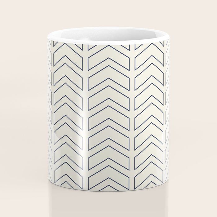 Navy Blue and White Chevron Geometric Pattern Coffee Mug Gallery Image 4