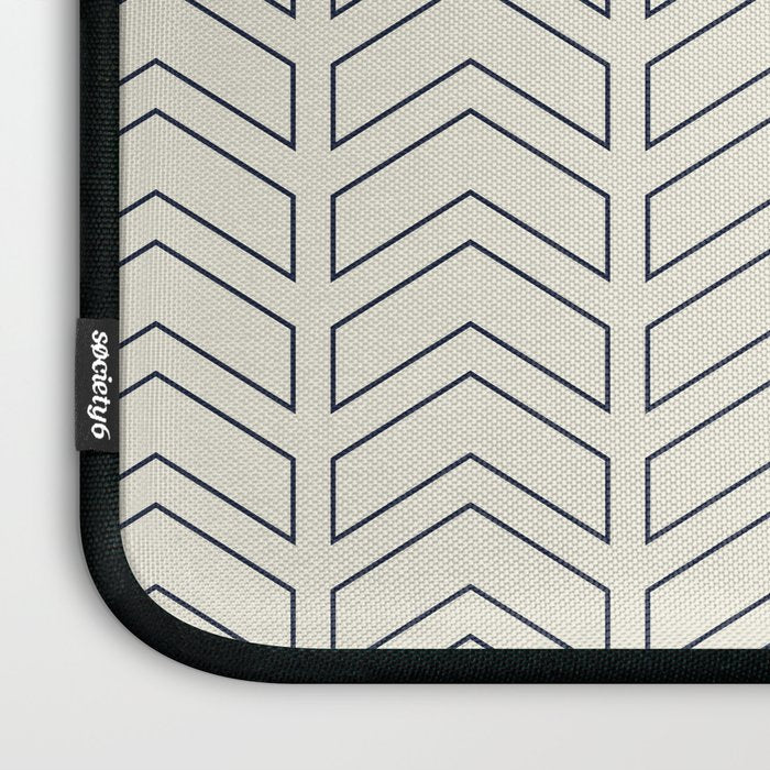 Navy Blue and White Chevron Geometric Pattern Laptop Sleeve Gallery Image 3