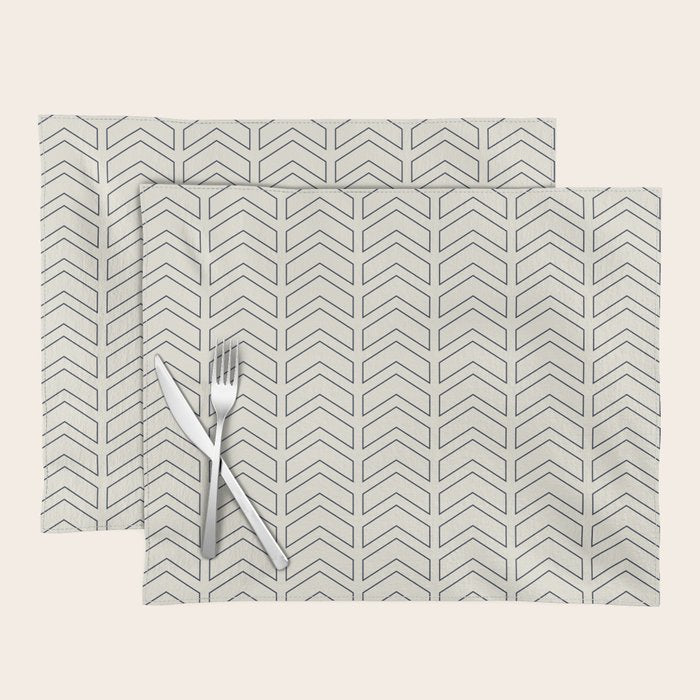 Navy Blue and White Chevron Geometric Pattern Placemat Gallery Image 1