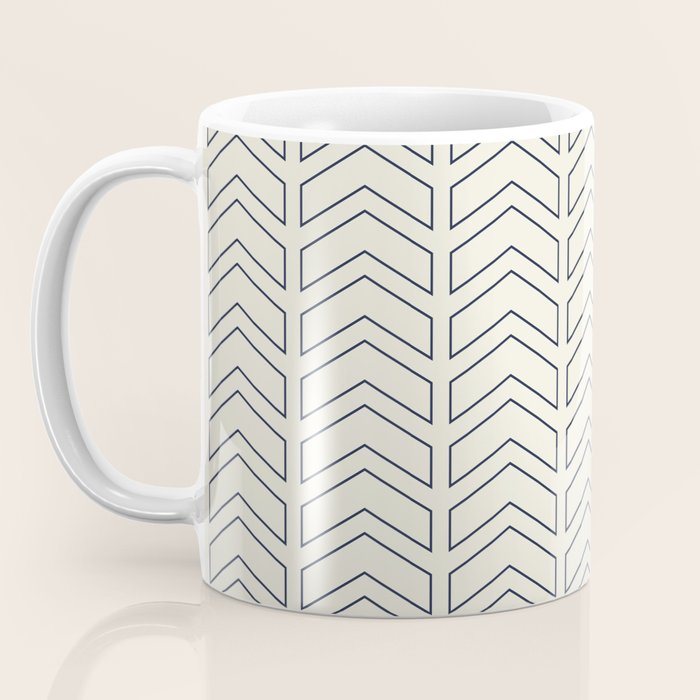 Navy Blue and White Chevron Geometric Pattern Coffee Mug Gallery Image 3