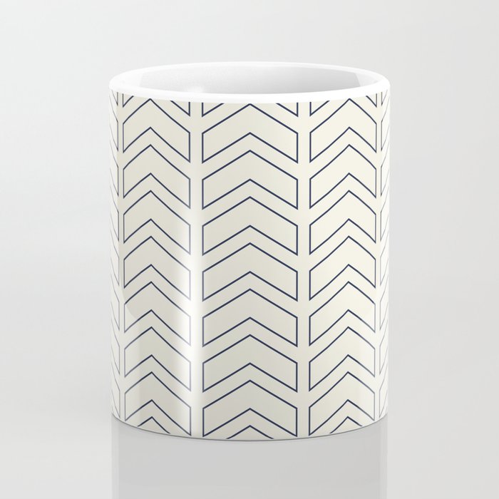 Navy Blue and White Chevron Geometric Pattern Coffee Mug Gallery Image 4