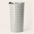 Navy Blue and White Chevron Geometric Pattern Travel Mug Gallery Image 3