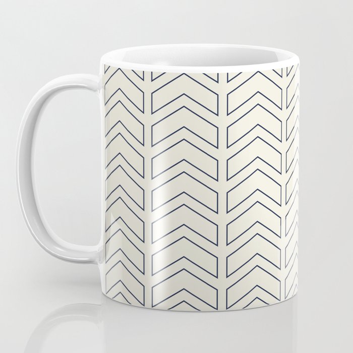 Navy Blue and White Chevron Geometric Pattern Coffee Mug Gallery Image 3