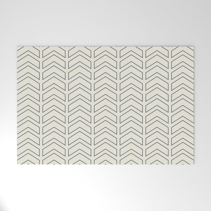 Navy Blue and White Chevron Geometric Pattern Welcome Mat Gallery Image 1