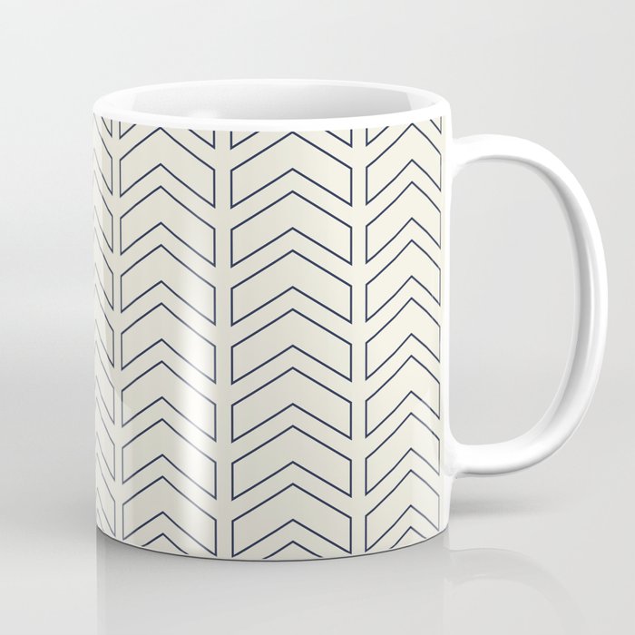 Navy Blue and White Chevron Geometric Pattern Coffee Mug Gallery Image 1
