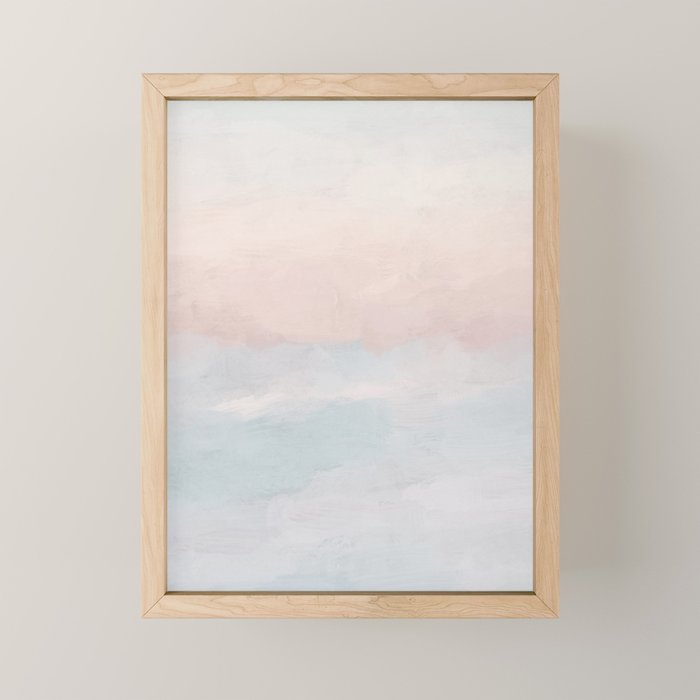 Soothing Seas III - Soft Pink Blue Sunrise Horizon Ocean for Nursery Abstract Coastal Painting Art Mini Art Print Gallery Image 1