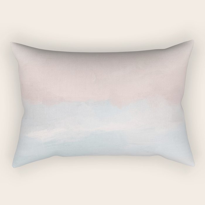 Soothing Seas III - Soft Pink Blue Sunrise Horizon Ocean for Nursery Abstract Coastal Painting Art Rectangular Pillow Gallery Image 1