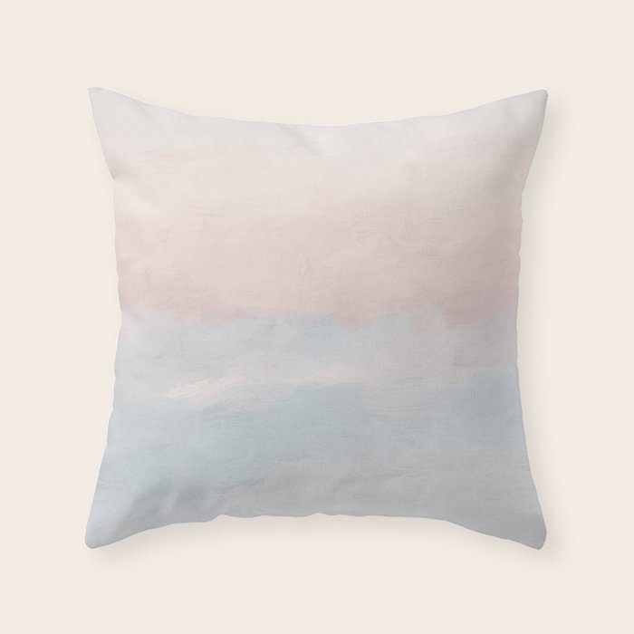 Soothing Seas III - Soft Pink Blue Sunrise Horizon Ocean for Nursery Abstract Coastal Painting Art Throw Pillow Gallery Image 6