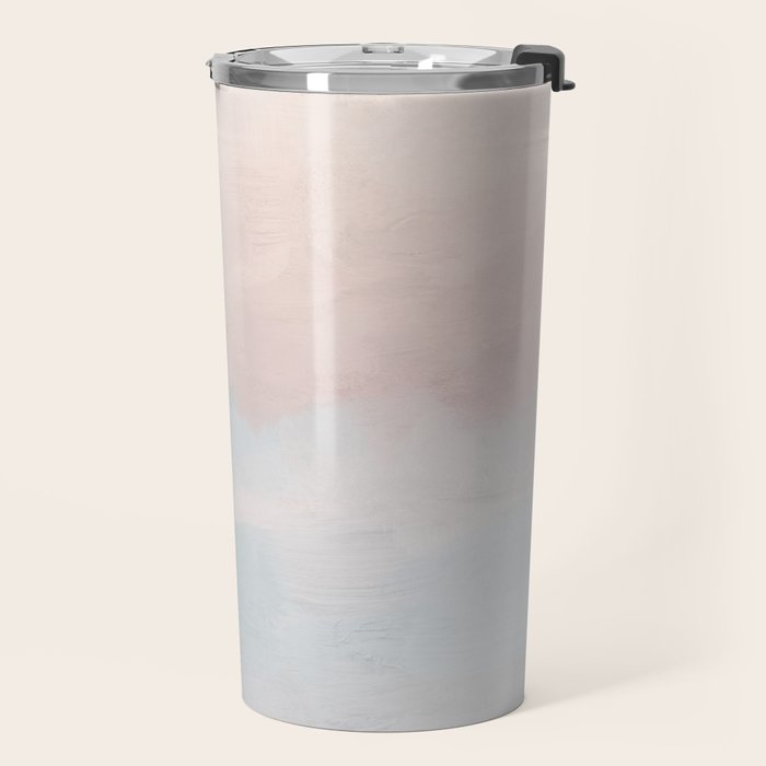 Soothing Seas III - Soft Pink Blue Sunrise Horizon Ocean for Nursery Abstract Coastal Painting Art Travel Mug Gallery Image 2