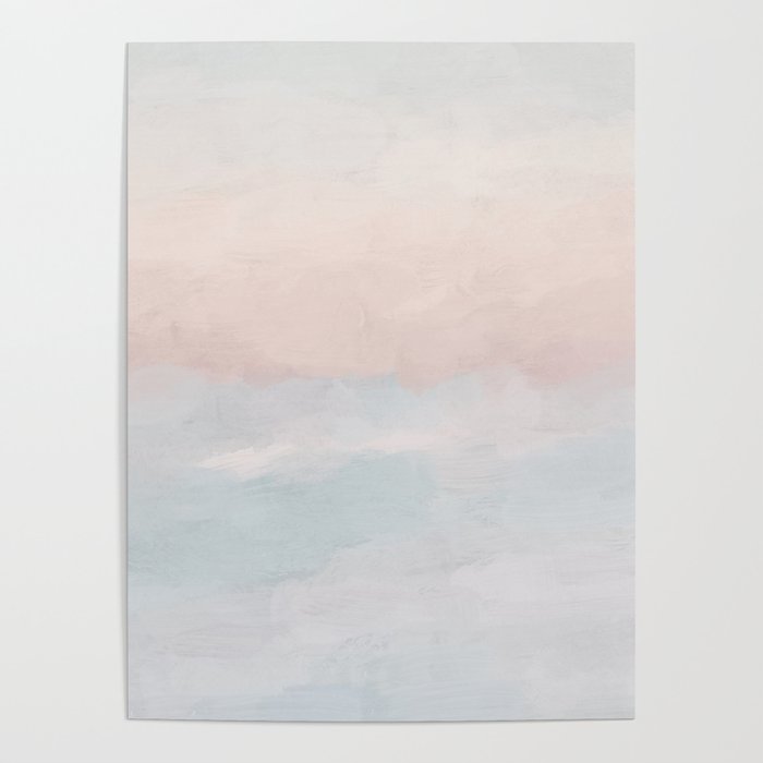 Soothing Seas III - Soft Pink Blue Sunrise Horizon Ocean for Nursery Abstract Coastal Painting Art Poster Gallery Image 4