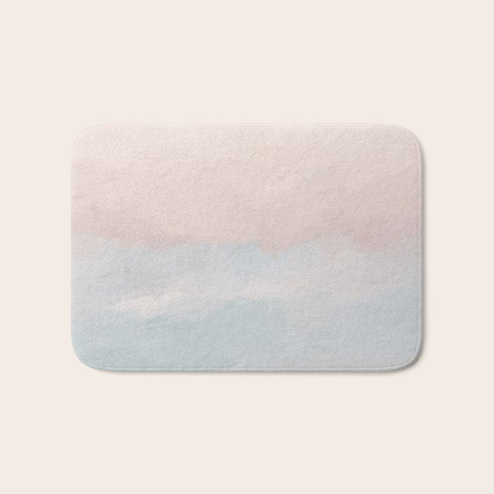 Soothing Seas III - Soft Pink Blue Sunrise Horizon Ocean for Nursery Abstract Coastal Painting Art Bath Mat Gallery Image 1