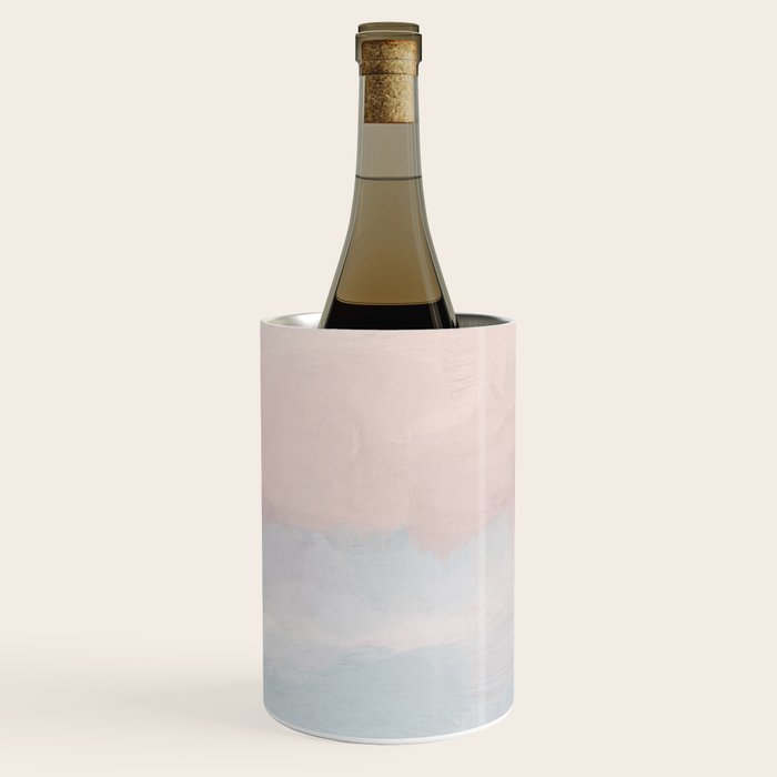 Soothing Seas III - Soft Pink Blue Sunrise Horizon Ocean for Nursery Abstract Coastal Painting Art Wine Chiller Gallery Image 1