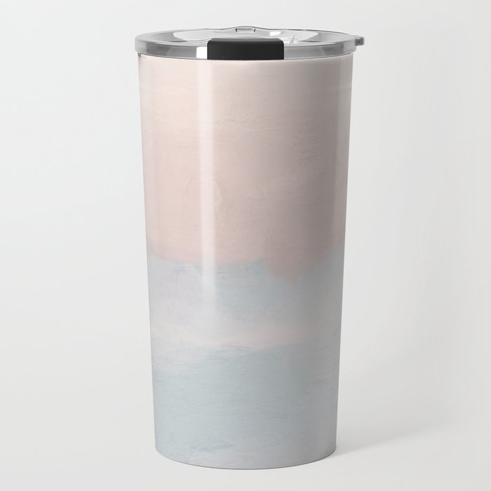 Soothing Seas III - Soft Pink Blue Sunrise Horizon Ocean for Nursery Abstract Coastal Painting Art Travel Mug Gallery Image 1