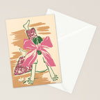 Girl With A Pink Bow Stationery Card Gallery Image 2