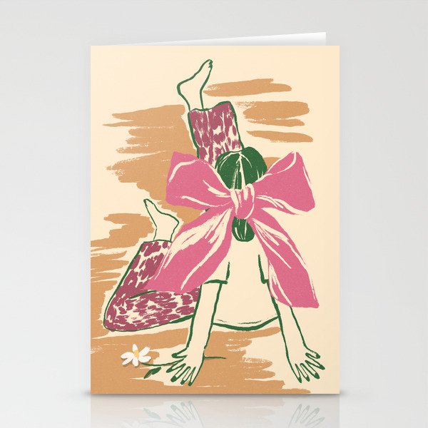 Girl With A Pink Bow Stationery Card Gallery Image 2